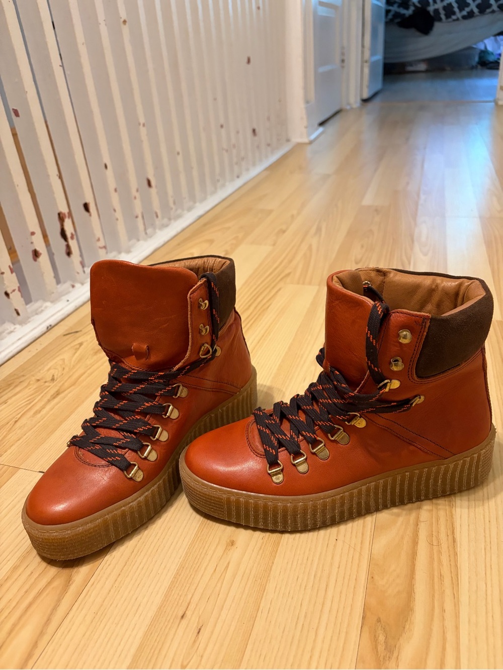 Women's Tan Platform Lace-Up Ankle Booties